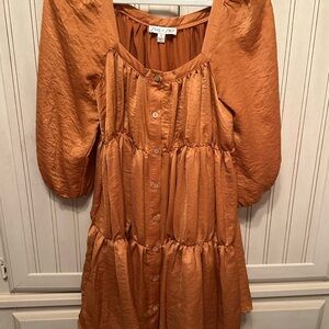 She + Sky Terracotta Button-Down Dress